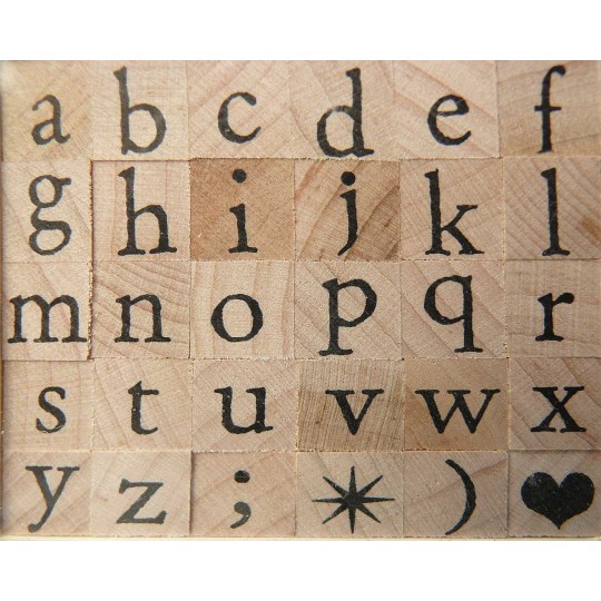 Tampon bois 30 alphabet antique minuscule Tampon bois 30 alphabet antique minuscule