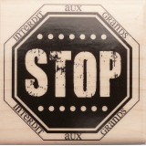 Tampon bois texte stop interdit aux grands
