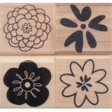 Tampon bois set de 4 fleurs dans mon jardin
