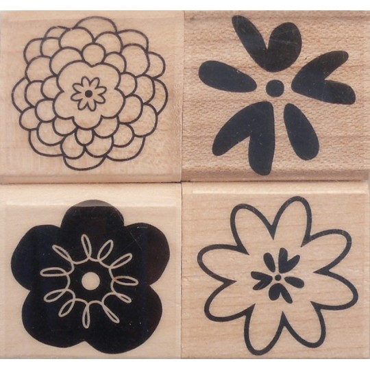 Tampon bois set de 4 fleurs dans mon jardin Tampon bois set de 4 fleurs dans mon jardin