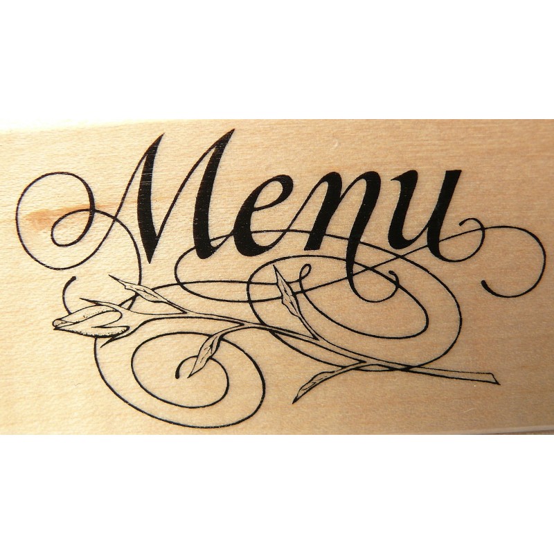 Cartes scrapbooking tampons bois écriture menu