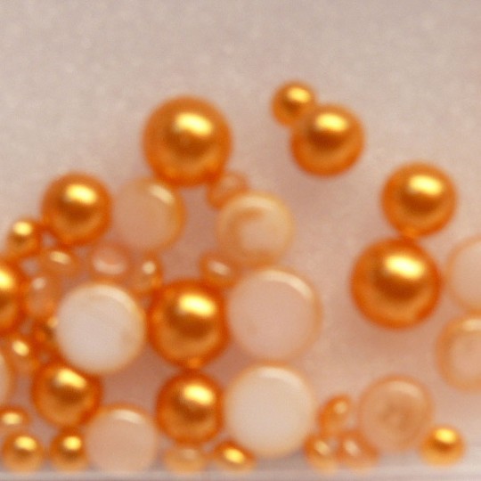 Demi perles en verre orange 3-5-6 mm - Demi perles en verre orange 3-5-6 mm -