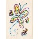 Tampon bois papillon et petites fleurs 6x3.5cm ***