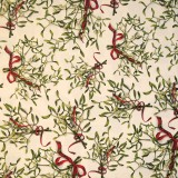 Papier tassotti motifs branches de gui et ruban rouge 50x70cm 1637