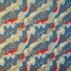 Papier japonais grues et cerisiers japonais bleu, rouge et or 50x70cm