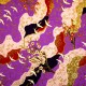Papier japonais grues et cerisiers fond violet 50x70cm