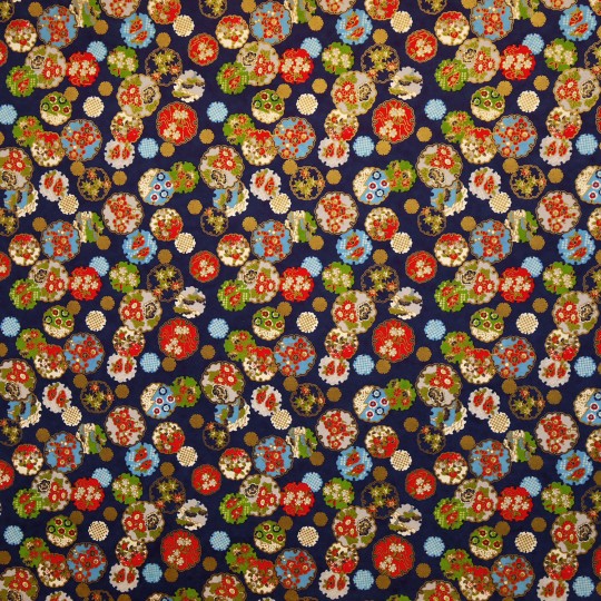 Papier japonais médaillons fond bleu 50x70cm Papier japonais médaillons fond bleu 50x70cm