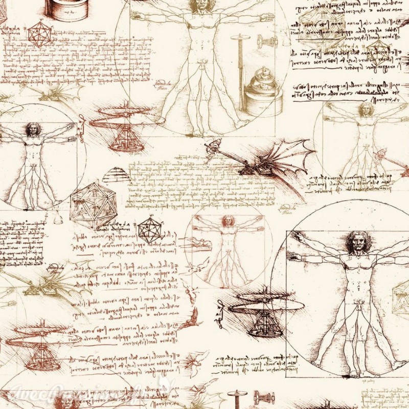 Papier tassotti motifs Léonard de Vinci 50x70cm