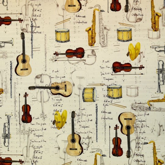 Papier tassotti motifs partitions et instruments de musique 50x70cm