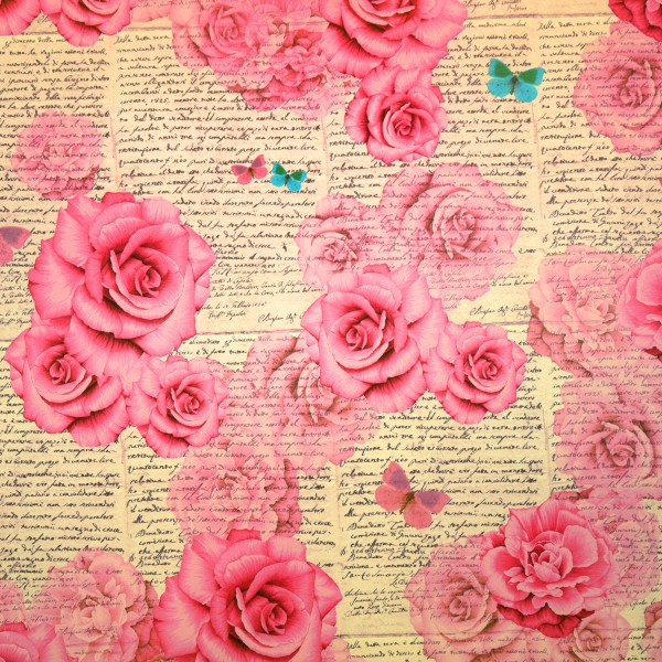 Papier tassotti motifs roses romantiques 50x70cm