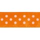 Ruban tissu 10m satin orange pois blanc 9.5 mm