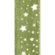 Ruban tissu 10m organdi vert étoiles blanches 10mm