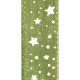Ruban tissu 10m organdi vert étoiles blanches 10mm