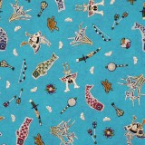 Papier japonais poissons et symboles samouria fond bleu 50x70cm