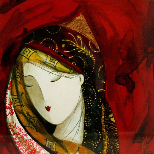 Carte postale Catherine Rebeyre visage rouge II Carte postale Catherine Rebeyre visage rouge II