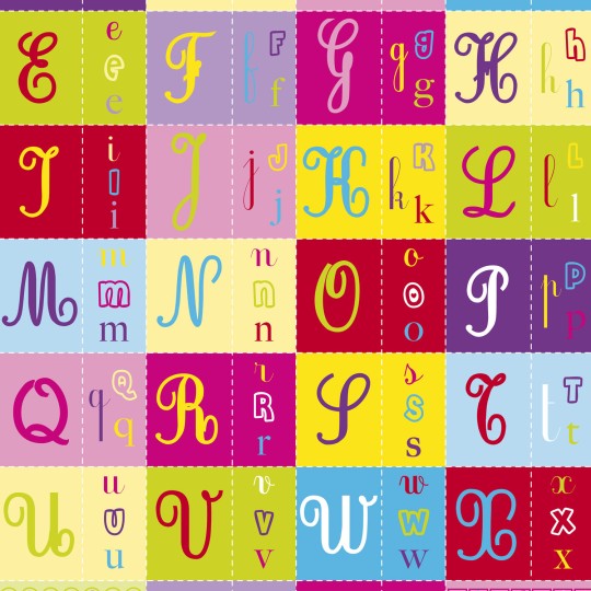 Feuilles décopatch motifs alphabet multicolore Feuilles décopatch motifs alphabet multicolore