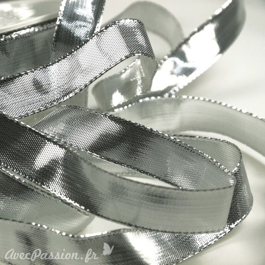 Ruban tissu argent 15mm Ruban tissu argent 15mm