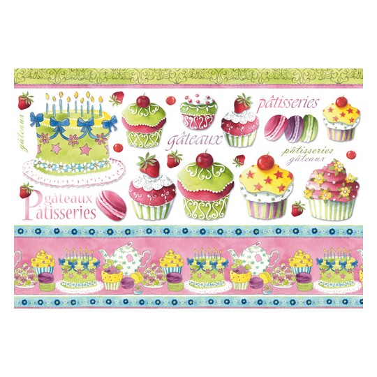 Papier de riz Stampéria Gateau 48x33cm Papier de riz Stampéria Gateau 48x33cm
