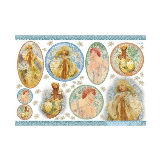 Papier de riz Stampéria Mucha 48x33cm Papier de riz Stampéria Mucha 48x33cm