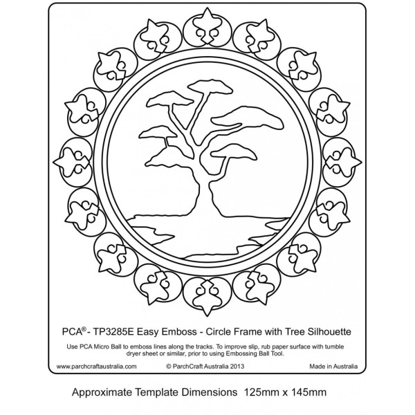 Template parchemin cercle avec une silhouette d'arbre