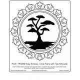 Template parchemin cercle avec une silhouette d'arbre