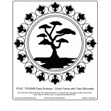 Template parchemin cercle avec une silhouette d'arbre