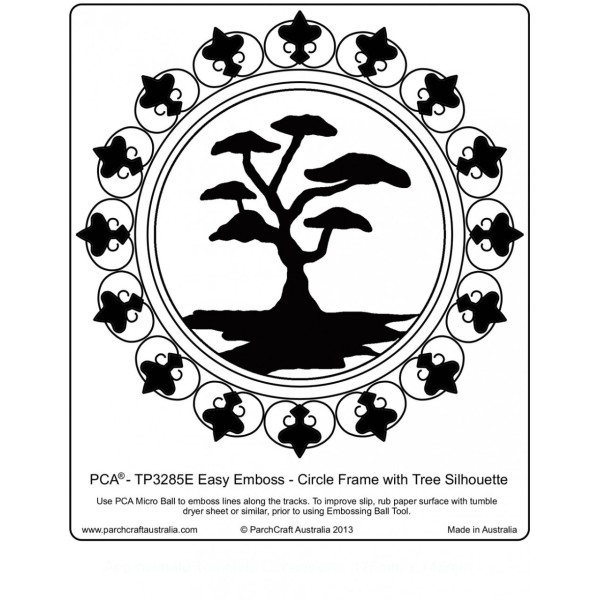 Template parchemin cercle avec une silhouette d'arbre
