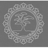 Template parchemin cercle avec une silhouette d'arbre