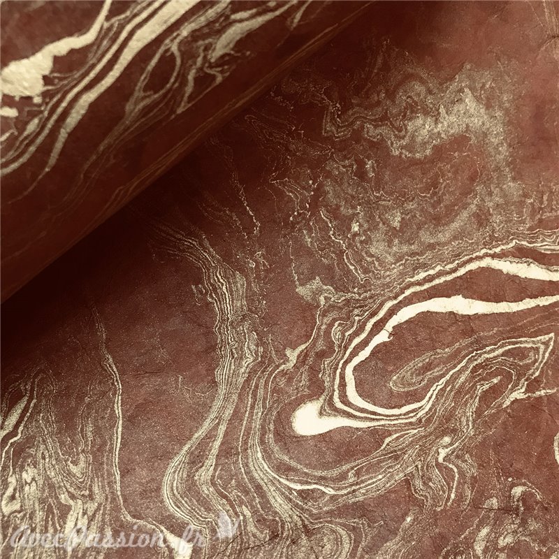 papier nepalais lokta marron marbre or