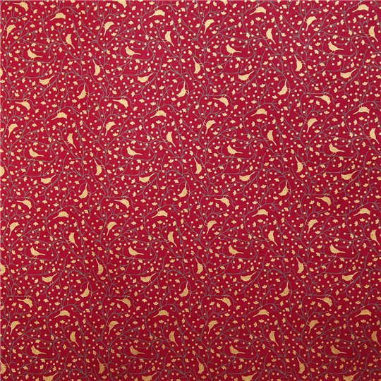 Papier fantaisie cherry rouge motifs or