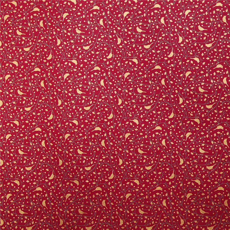 Papier fantaisie cherry rouge motifs or