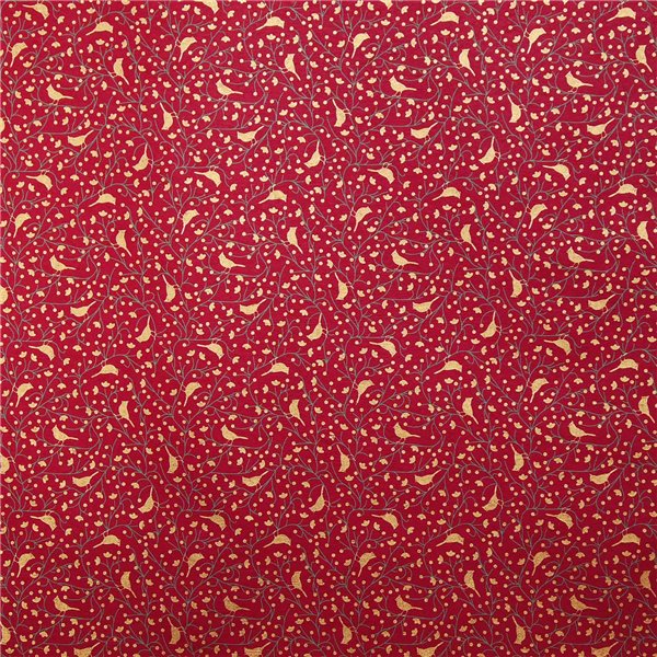 Papier fantaisie cherry rouge motifs or