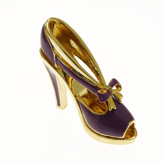 Chaussure miniature de collection saloma monica violet et or Chaussure miniature de collection saloma monica violet et or