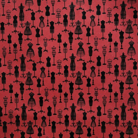 Papier à motifs pompadour rouge et noir Papier à motifs pompadour rouge et noir