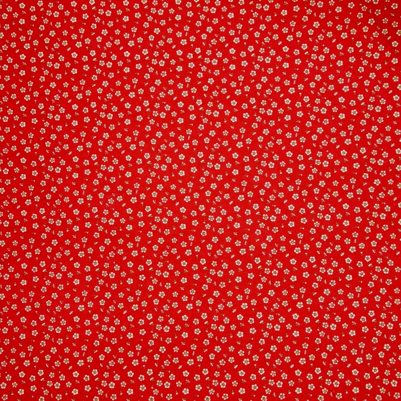 Papier japonais washi fleurs blanches fond rouge