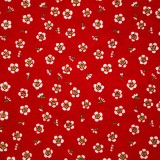 Papier japonais washi fleurs blanches fond rouge