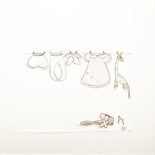 Aquarelle Brigitte Misériaux choupinets corde à linge rose Aquarelle Brigitte Misériaux choupinets corde à linge rose