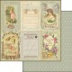 Papier scrapbooking réversible vintage petit oiseau carte postale
