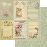 Papier scrapbooking réversible vintage carte postale roses anciennes