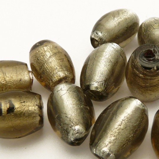 perles fantaisie en verre murrano venise olive 20mm gris perles fantaisie en verre murrano venise olive 20mm gris