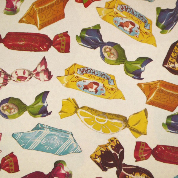 Papier tassotti motifs bonbons caramel