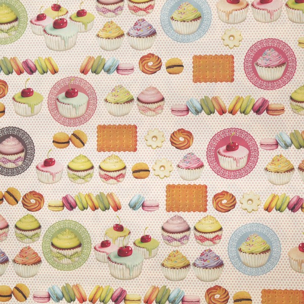 Papier tassotti motifs patisserie