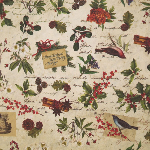 Papier tassotti motifs fleurs de noël