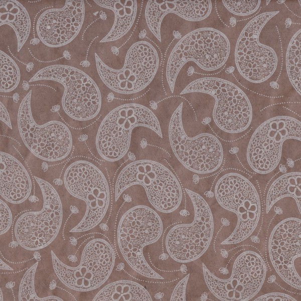Papier népalais lokta marron motifs cachemire blanc