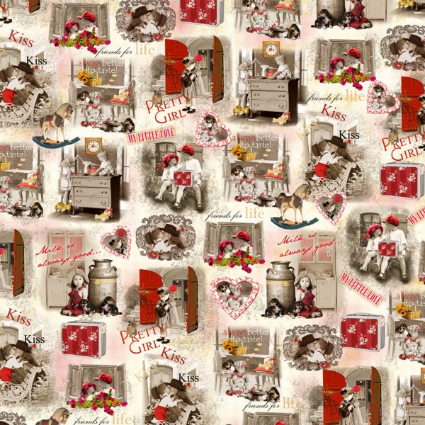 Papier italien motifs vintage enfants