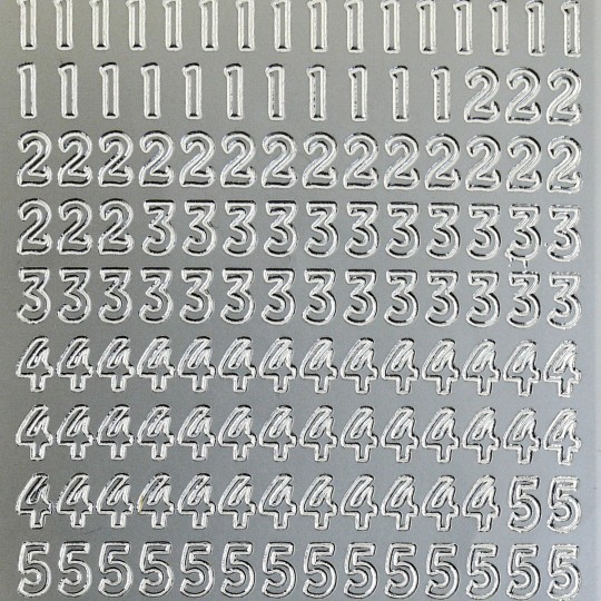 Sticker peel off adhésif argent chiffres petits Sticker peel off adhésif argent chiffres petits