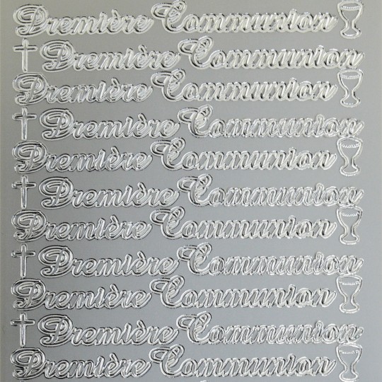 Sticker peel off adhésif argent écriture 1ère communion Sticker peel off adhésif argent écriture 1ère communion