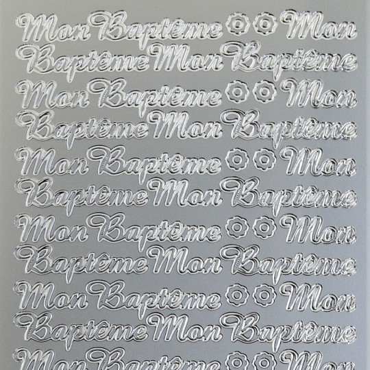Sticker peel off adhésif argent écriture mon baptême Sticker peel off adhésif argent écriture mon baptême