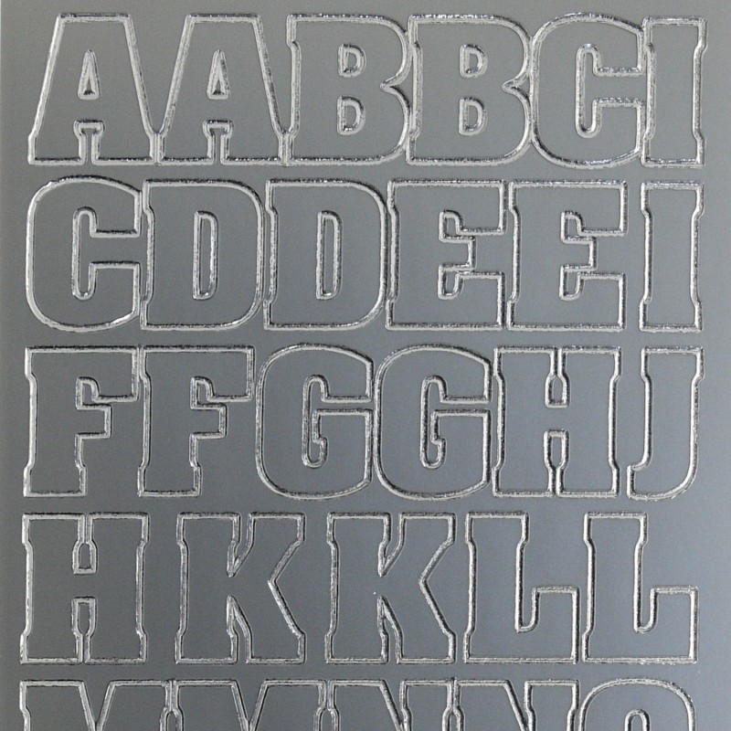 Sticker peel off adhésif argent alphabet grand