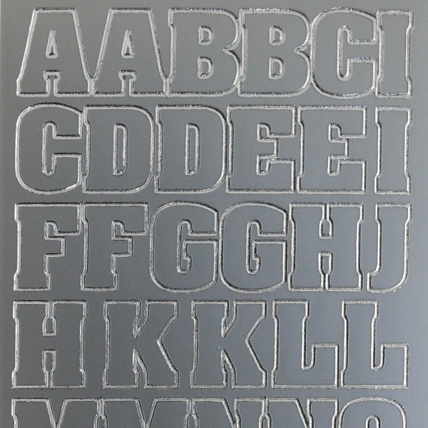 Sticker peel off adhésif argent alphabet grand